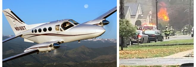 Aereo executive precipita sulle case e le incendia a Colonia nel New Jersey Aereo executive precipita sulle case e le incendia a Colonia nel New Jersey