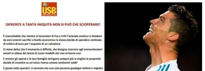 Ronaldo alla Juve, gli operai Fiat scioperano: «A lui i milioni, a noi i calci nei cog...»