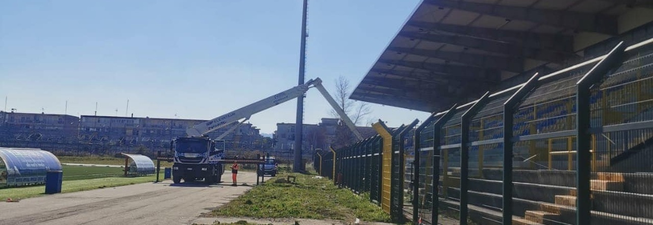 Lavori allo stadio di Giugliano