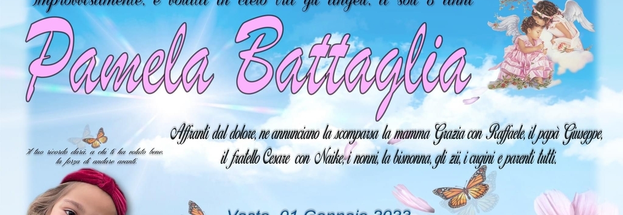 Bimba muore dopo malore improvviso a 8 anni a Vasto. Domani i funerali  della piccola Pamela