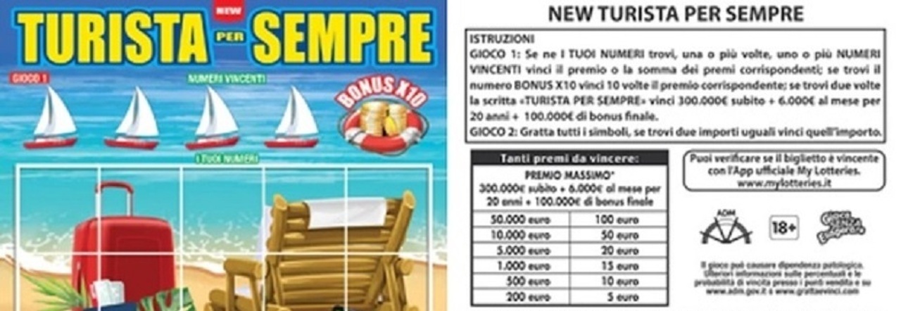 Napoli, 30enne gratta e vince 6.000 euro al mese per vent'anni con il  «Turista per sempre»