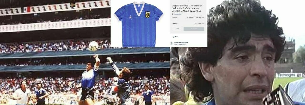 Battuta all'asta per €8,8 milioni la maglia della Mano de Dios di Maradona
