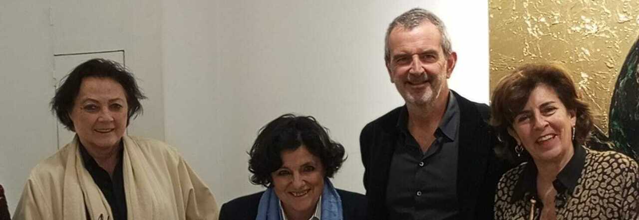 Le gallerista Christine Lahoud e Marussa Gravagnuolo con l'artista Danilo Ambrosino e la curatrice Alessandra Pacelli