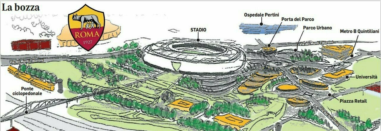 Stadio della Roma a Pietralata: dai 60mila posti al nodo esprori, ecco il progetto