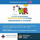 Vaccini Lazio, Open Day Junior Pfizer 12-16 anni