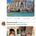 Il "gladiatore" Russel Crowe a Roma. «Sono tornato nel mio ufficio»