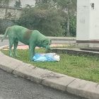Colorano il cane con la vernice verde, le immagini choc fanno il giro del mondo