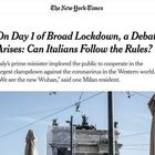 Coronavirus, il dubbio del New York Times: «Riusciranno gli italiani a rispettare le regole?»
