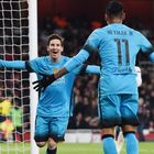 • Messi trascina il Barcellona: 2-0 all'Arsenal, quarti vicini