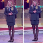 Alessia Marcuzzi sbarca a Sanremo, inviata per Fiorello: «Non fate battute sulle gambe storte»