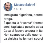 Salvini: "La sinistra ha le mani sporche di sangue, Boldrini razzista"
