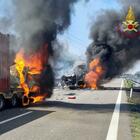 Inferno in autostrada, scontro tra mezzi pesanti, nel rogo carbonizzati due autisti: uno vicentino, l'altro veronese