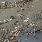 Roma, maltempo: rifiuti vicino al faro di Fiumicino, alla foce del Tevere