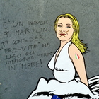 Giorgia Meloni, vandalizzato il murale che la raffigura come Marylin Monroe: scritte d'odio contro la premier
