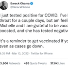 Obama positivo al Covid: «Ho solo mal di gola, grato di essermi vaccinato»