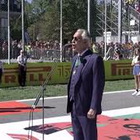 Gran Premio Monza, il volo delle Frecce Tricolori dopo l'inno cantato da Bocelli