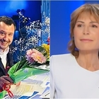 Matteo Salvini porta i fiori a Lilli Gruber