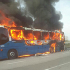 Bus Cotral in fiamme sul Gra: traffico paralizzato