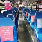 Cotral, sedili distanziati e cartelli: ecco come saranno i bus del trasporto regionale (foto Luciano Sciurba)