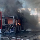 Bus in fiamme in Centro