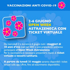 Vaccino Lazio, da domani prenotazione per Open Week (2-6 giugno)