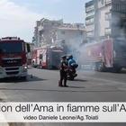 Camion Ama in fiamme sull'Aurelia a Roma