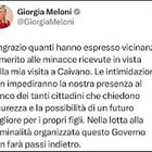 Giorgia Meloni minacciata, il post della premier: «Sarò a Caivano al fianco dei cittadini»