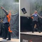 Stuntman di Indiana Jones si dà fuoco sul palco: la protesta choc durante lo sciopero di Hollywood VIDEO