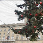 Spelacchio imbragato, cadono le decorazioni dell'albero di Natale di piazza Venezia