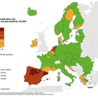 La mappa: Spagna e Olanda "rosso scuro", la Francia verso il giallo