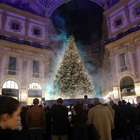 L'accensione in Galleria delle luci dell'albero di Natale Swarovski a Milano (Newpress)