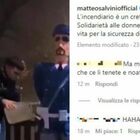 Manichino di un poliziotto dato alle fiamme, Salvini posta il video: «L’incendiario è un cretino, chi ride e applaude è pure peggio»