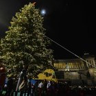 Roma, Raggi accende Spelacchio e parla con l'albero di Natale: folla a piazza Venezia