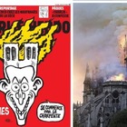 Notre-Dame, la vignetta di Charlie Hebdo. Insulti dagli italiani: «Avevate riso di noi»