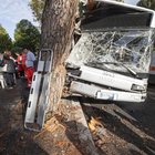Autobus contro un pino in via Cassia a Roma: autista indagato per lesioni