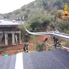 Savona, crolla viadotto sull'A6: l'intervento dei vigili del fuoco