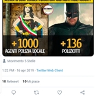 Raggi a Salvini: «Se lui è Batman per 136 poliziotti, io ho assunto 1.000 vigili e sono Wonder Woman»