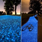La pista ciclabile notturna: si illumina di blu al buio grazie all'energia solare