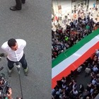 Centrodestra in piazza, altro che distanziamento: in centinaia accalcati attorno a Salvini e senza mascherine