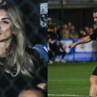 Totti e Noemi Bocchi inseparabili: lui gioca in campo (contro la Roma), lei assiste dalla tribuna