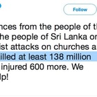 Sri Lanka, tweet con gaffe per Trump: «138 milioni di morti»