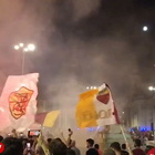 Tifosi della Roma a Piazza del Popolo e poi in corteo a via del Corso