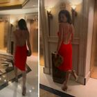 Alessia Marcuzzi, schiena nuda e vestito rosso fuoco: «Vado a fare la spesa...»