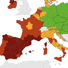 Covid, rosse 5 regioni italiane (si aggiunge anche la Calabria). Mappa dei contagi Ue