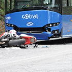Albano Laziale, moto finisce contro bus del Cotral: 24enne ricoverato in codice rosso. Foto Luciano Sciurba