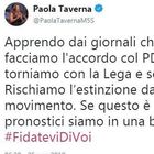 Paola Taverna svolta: «Ci estinguiamo se torniamo al voto o con la Lega»