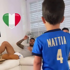 Italia-Spagna, Spinazzola canta l'inno di Mameli con il figlio