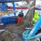 Fiumicino, un cassone pieno di plastica raccolta sul fondale marino dai pescatori spazzini