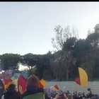 Roma-Feyenoord, l'arrivo del pullman della squadra giallorossa all'Olimpico