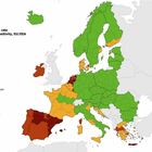 Lazio diventa giallo nella mappa Covid europea